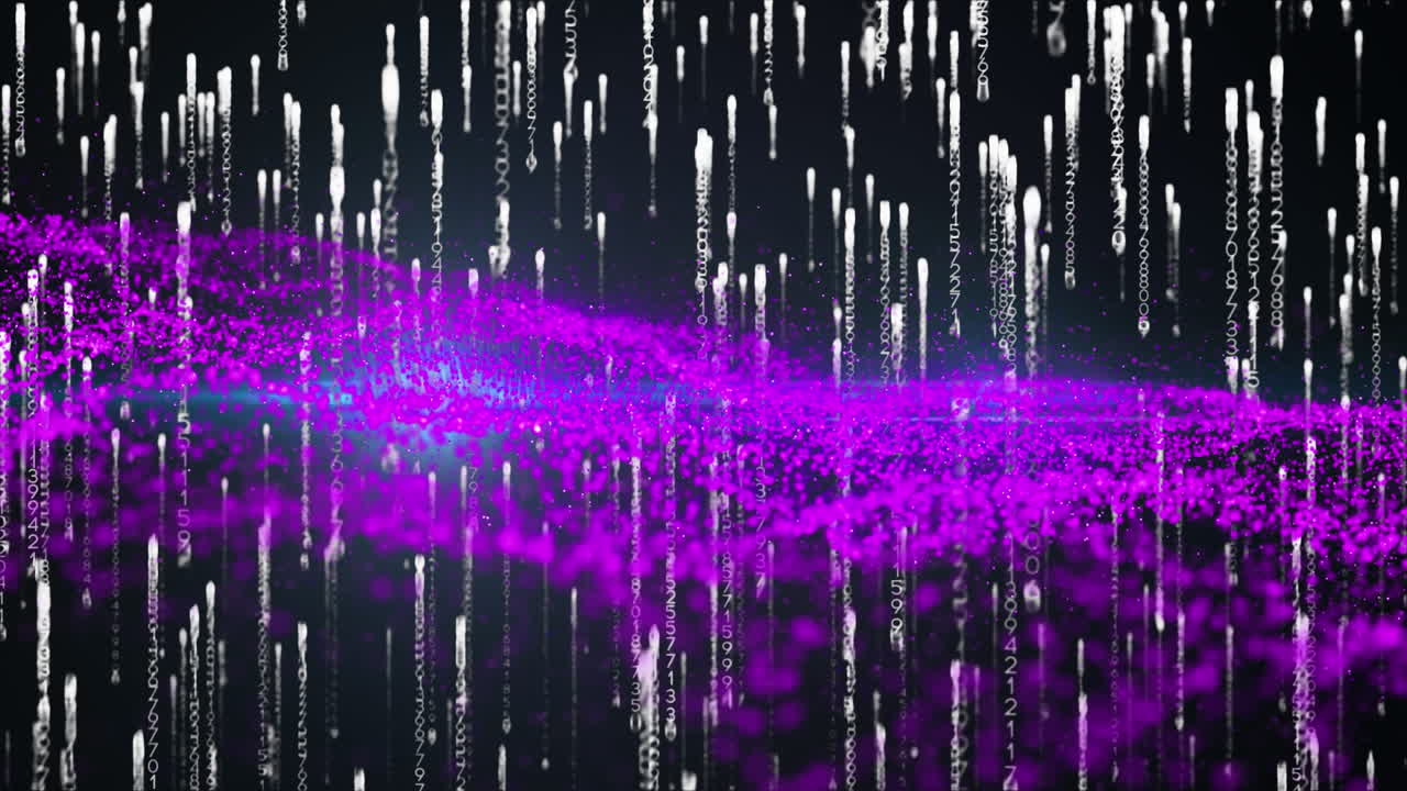 검은 바탕에 있는 빛의 흔적 위에 있는 빛의 반점들의 애니메이션