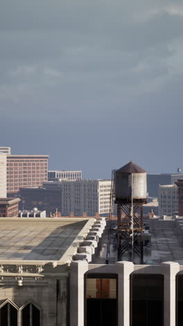 water tower on city rooftop