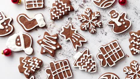 Composition-of-delicious-gingerbread-cookies-shaped-in-various-Christmas-symbols