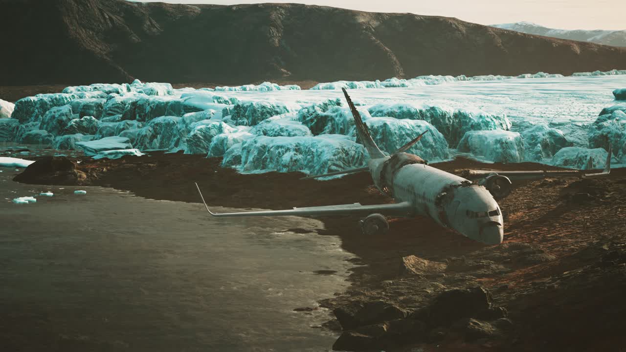 viejo avión roto en la playa de islandia