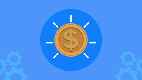 moneda dinero dólar animación dorada