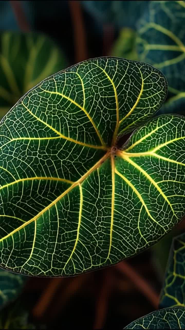 Close-Up of a Vibrant Leaf with Intricate Veins and Rich Green Texture Showcasing Nature's Beauty and Detail in Botany