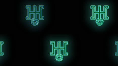 Pulsing neon green Japan icon pattern