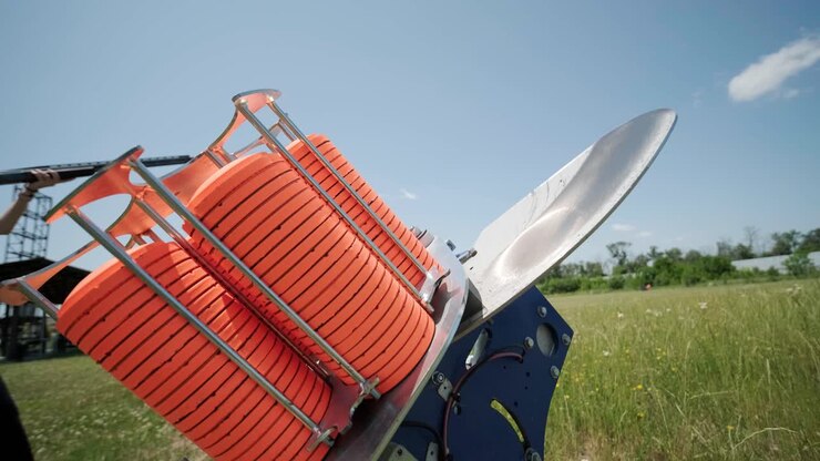 Slow Motion Clay Pigeon from the Side. Bench shooting on plates. V-log Bench shooting on plates. Automatic machine for throwing plates for shooting. Throwing machine for bench shooting.