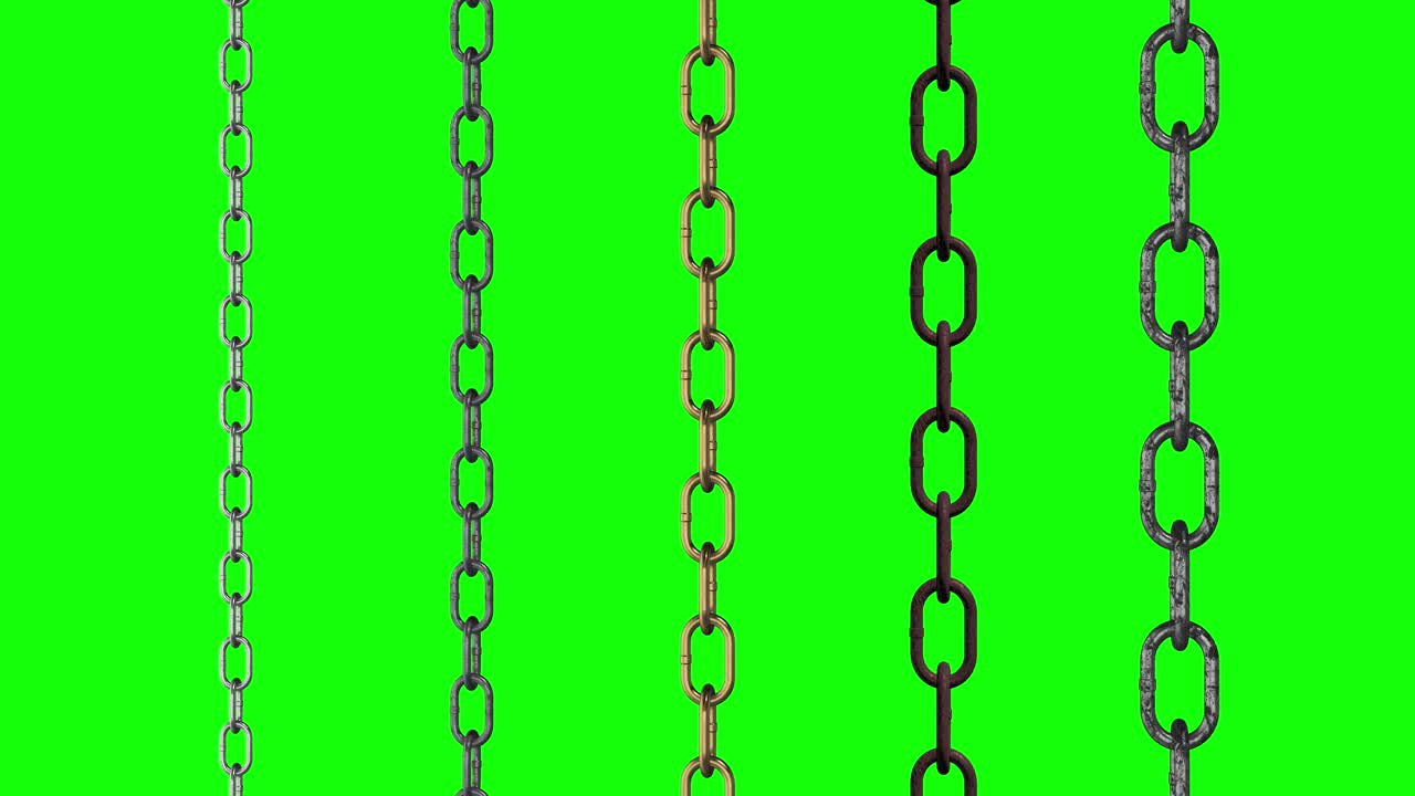 5 tipos de cadenas metálicas trabajan pantalla verde
