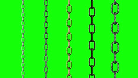5 tipos de cadenas metálicas trabajan pantalla verde