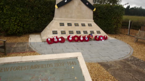 tilting up from the memorial plaque to the new forest airfields memorial in the new forest