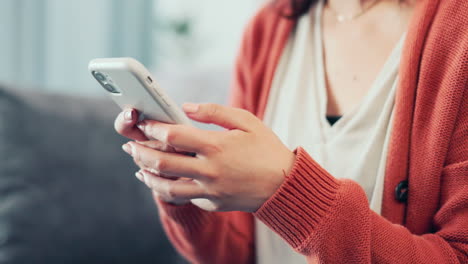 Texting,-phone-and-search-with-hands-of-woman