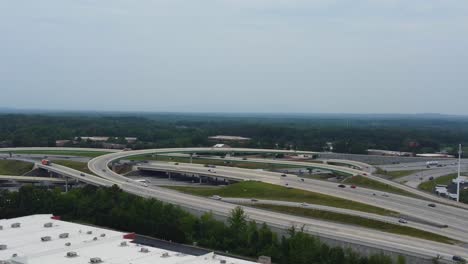 Eine-Drohnenaufnahme-Der-I-85-Des-Gateway-Projekts-In-Greenville,-South-Carolina