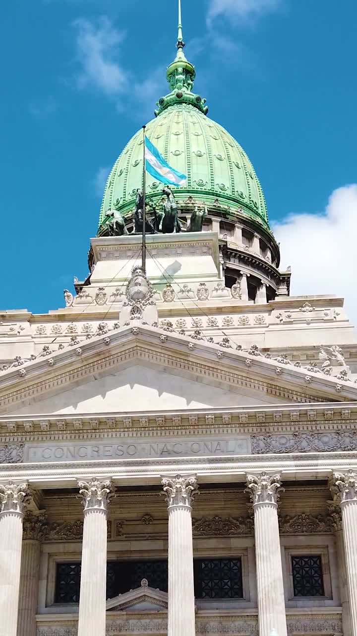 Vertical View of Congress Building, Buenos Aires Skyline and Historic Architecture