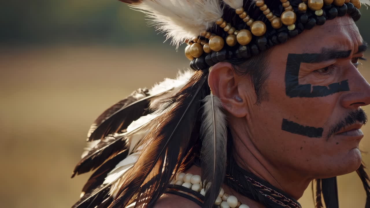 Native American Man in Traditional Headdress