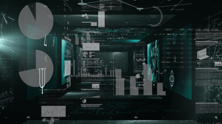 Animation of statistics and data processing on screens