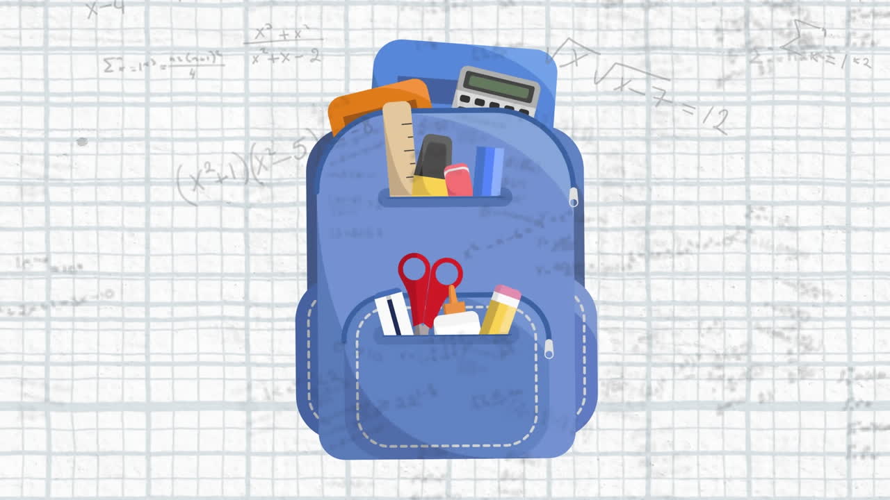 ⁇ 색 배경에 배 ⁇  위에 수학적 그림과 공식의 애니메이션