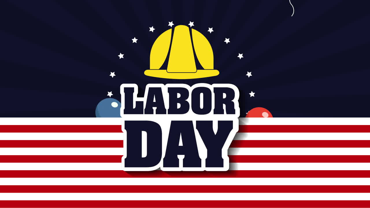 labor day card with USA flag and font