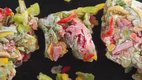 close-up of frozen diced bell peppers