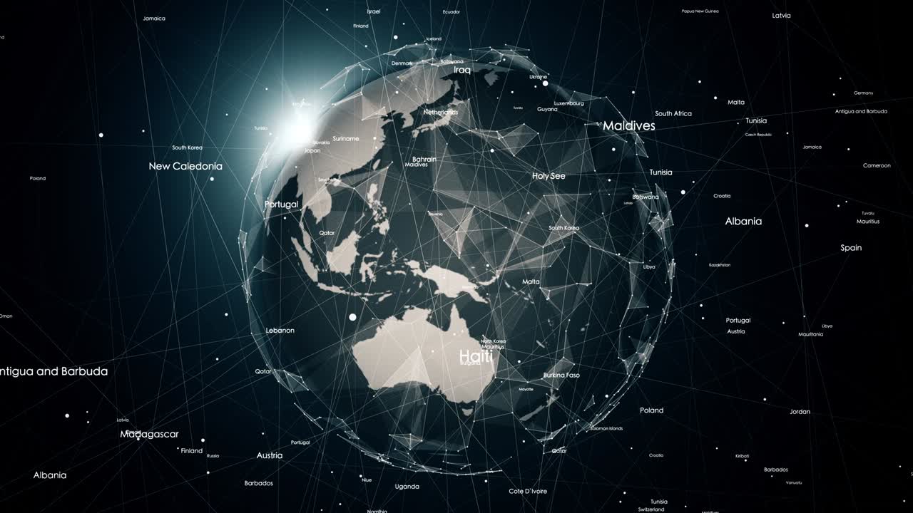 Global network connections around the earth