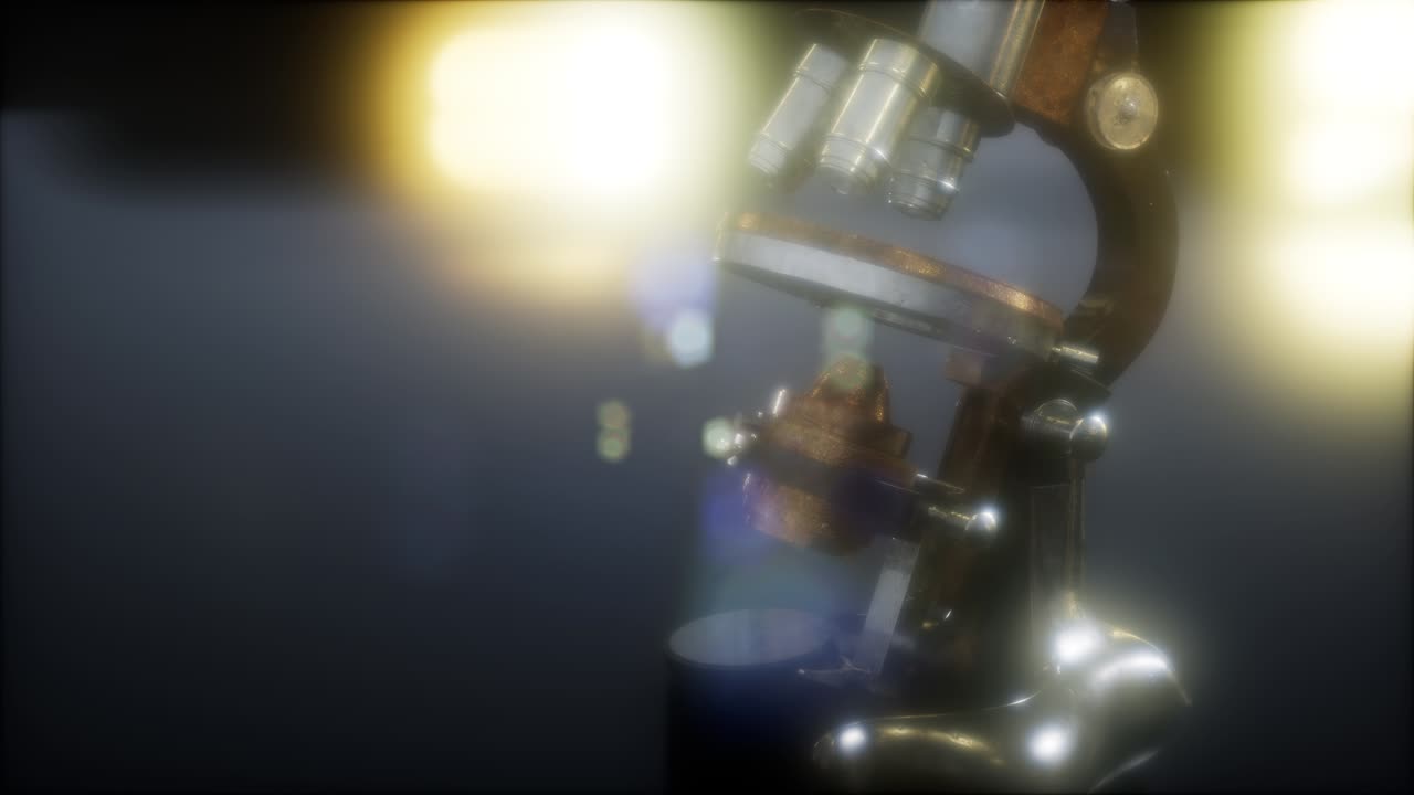 viejo microscopio de laboratorio científico retro