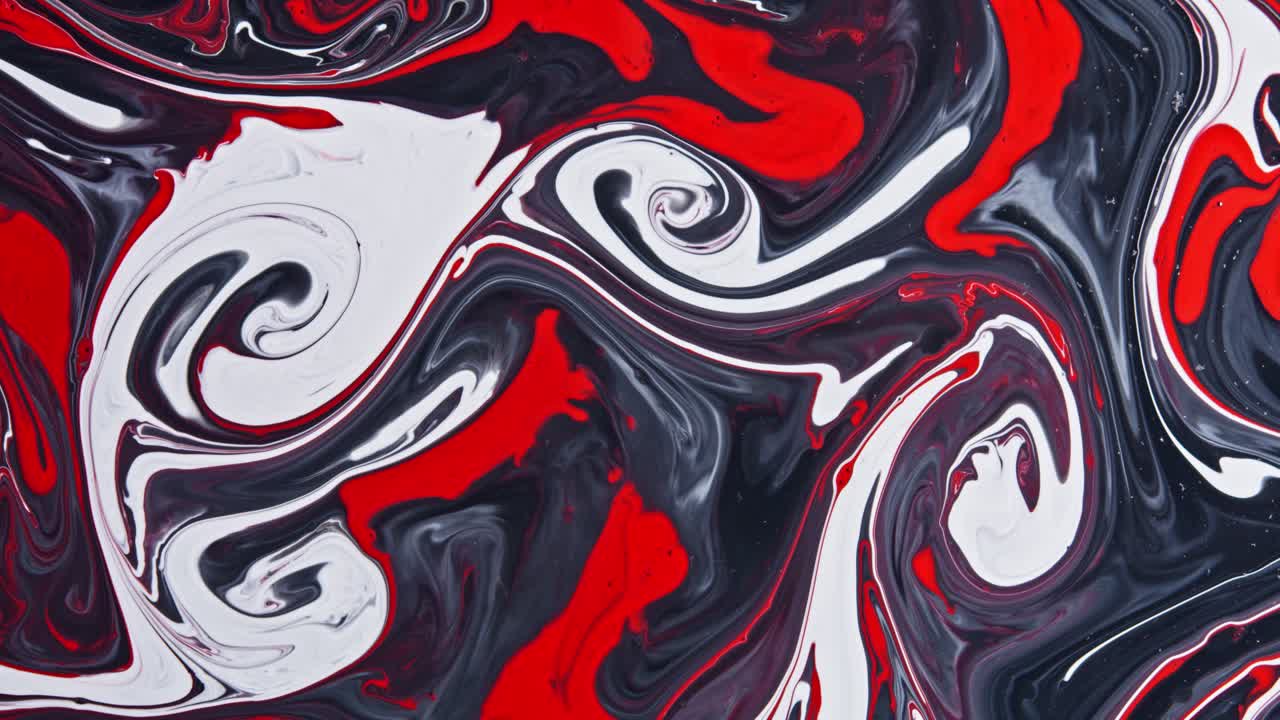 Abstract Paint Swirls in Red, Black and White