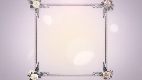 Closeup-vintage-frame-with-flowers-motion-with-wedding-background-6