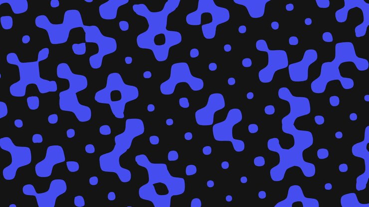 A striking image featuring a blue and black pattern with irregularly shaped blue dots scattered on a dark backdrop, suitable for use as a textured or background element in design projects