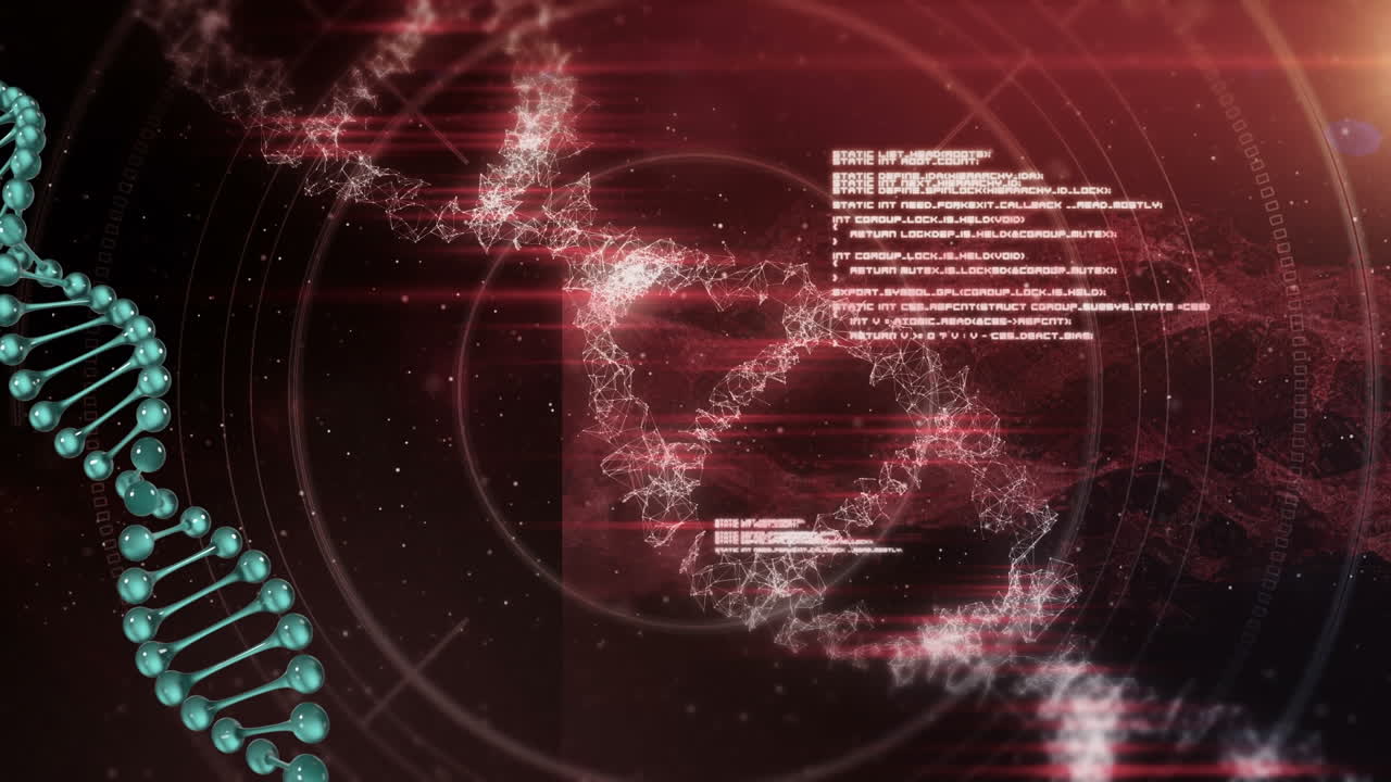 dna 가닥에 대한 데이터 처리의 애니메이션