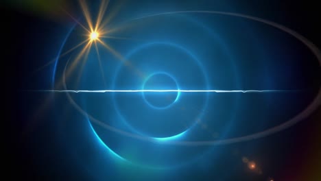 animación digital de puntos de luz y rastros de luz contra rastros de luz en espiral sobre fondo azul