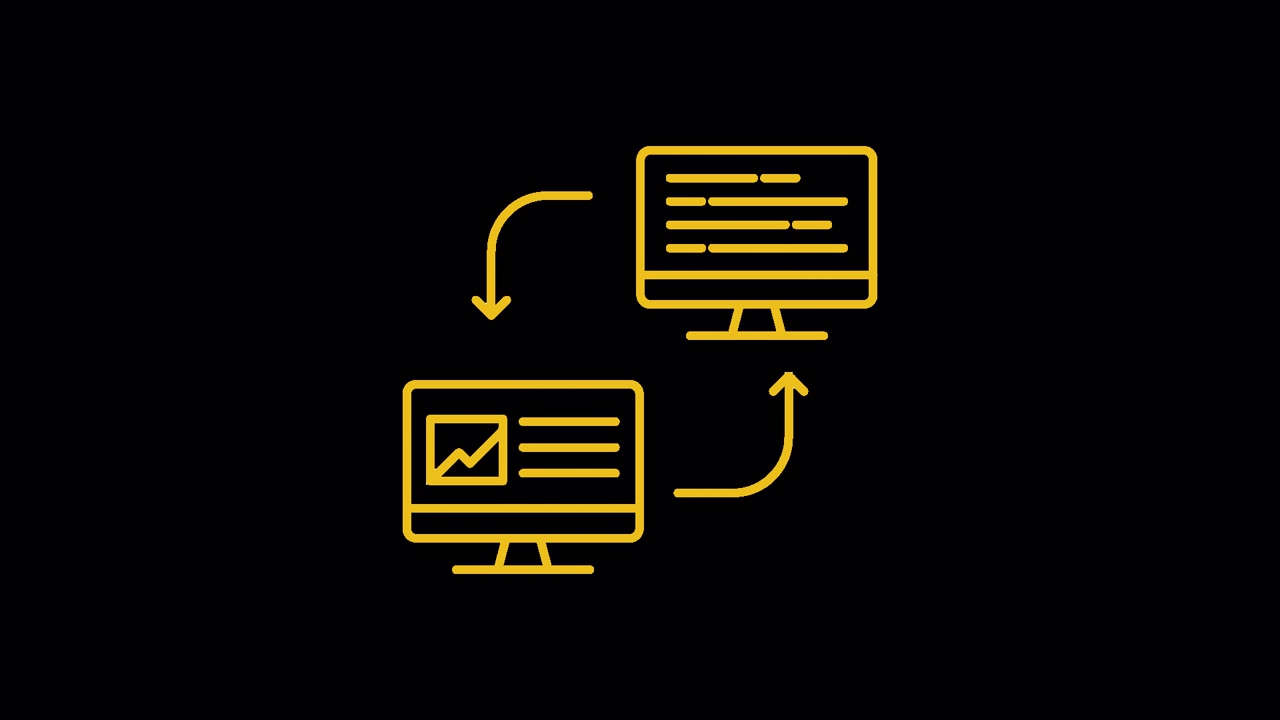 Animated Icon of Data Transfer Between Two Computer Monitors