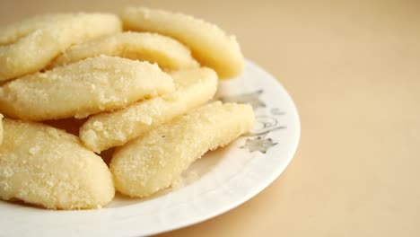 close-up of a plate of indian sweets