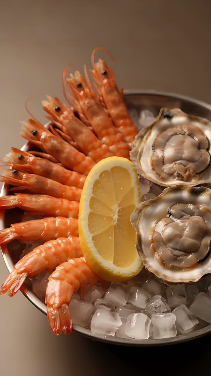 Delicious Seafood on Blurred Background 4K