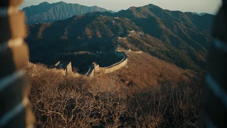 shot of china wall in setting sun