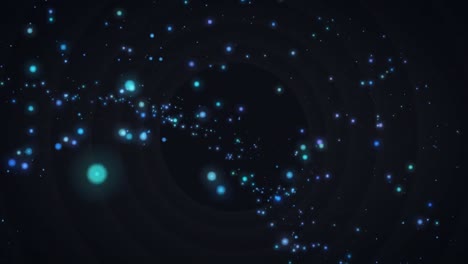 animación de puntos de luz que se mueven sobre un fondo negro