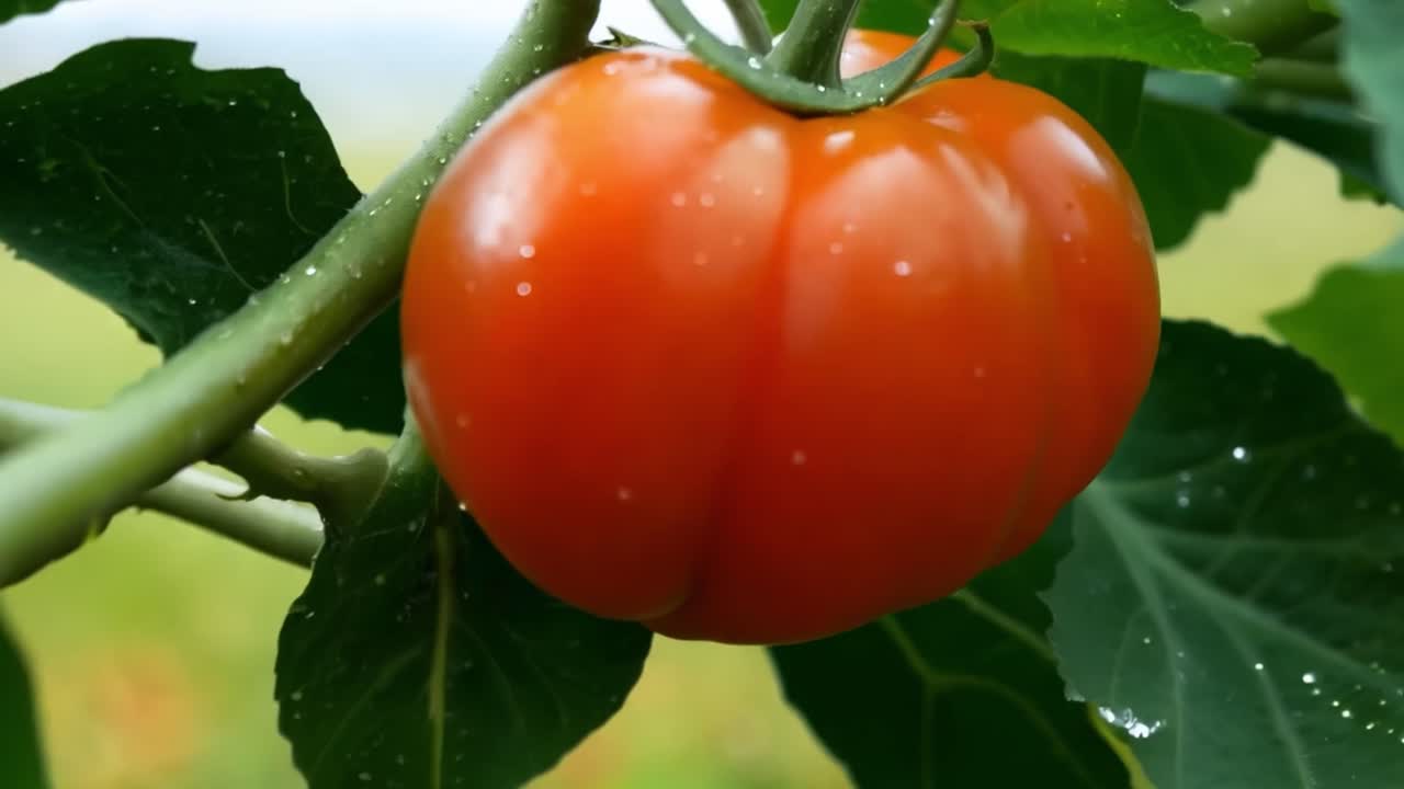 Fresh ripe tomato in the garden