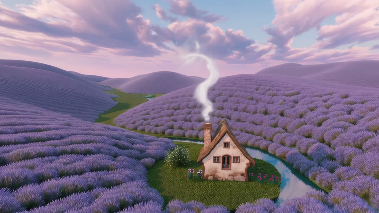 A Cozy Cottage in a Dreamy Lavender Field