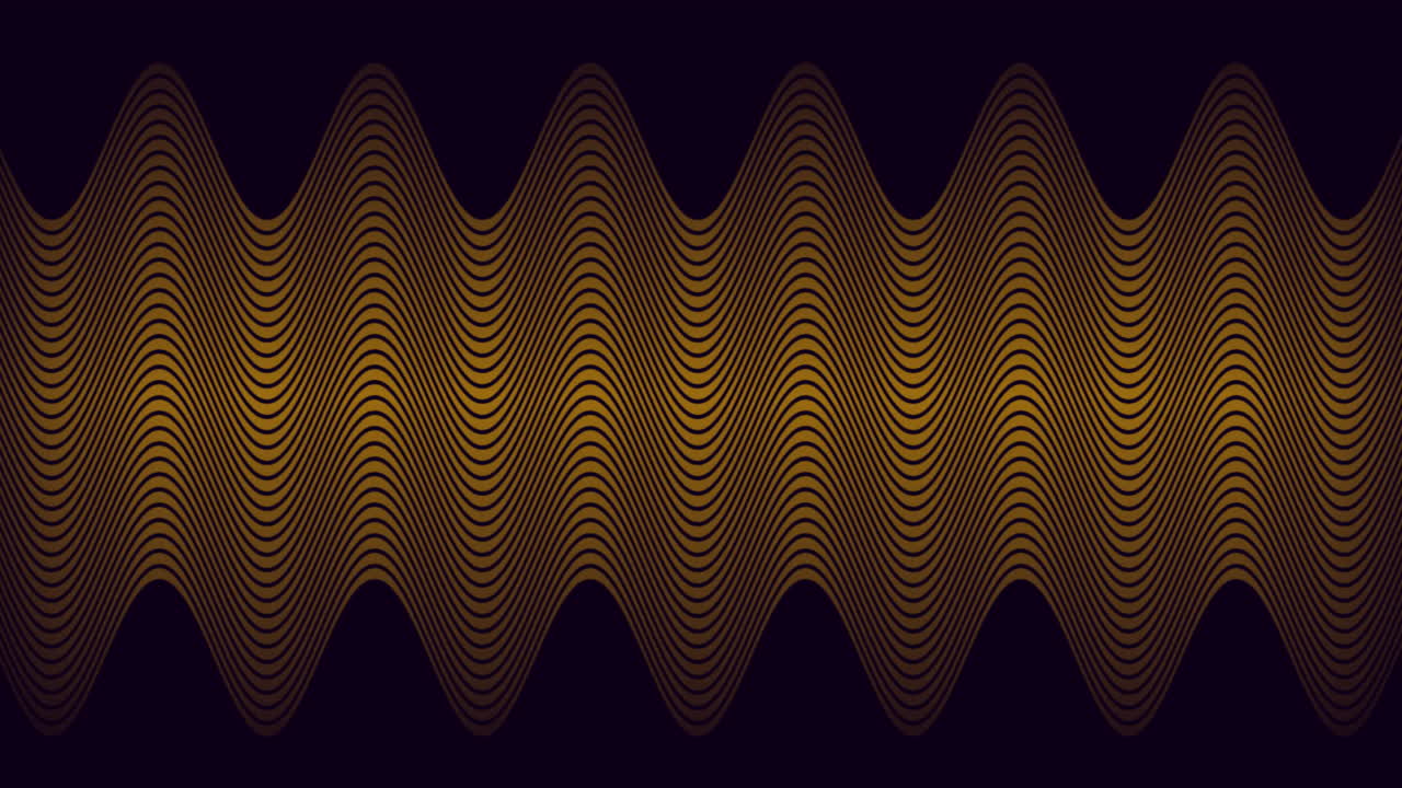 Animation of thin brown parallel curved zigzag lines slowly scrolling over black background