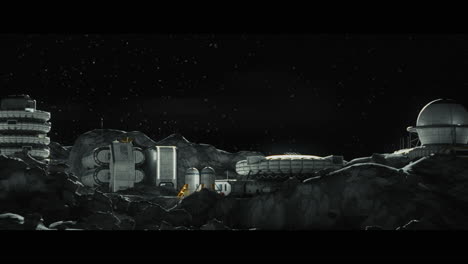 moon surface with a lunar base