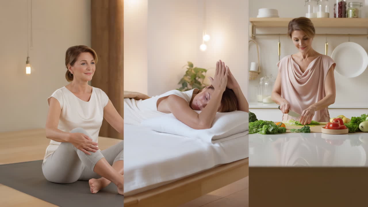 Wellness and daily healthy habits of a mature woman