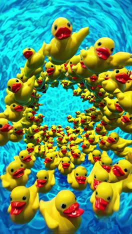 a swirling vortex of rubber ducks
