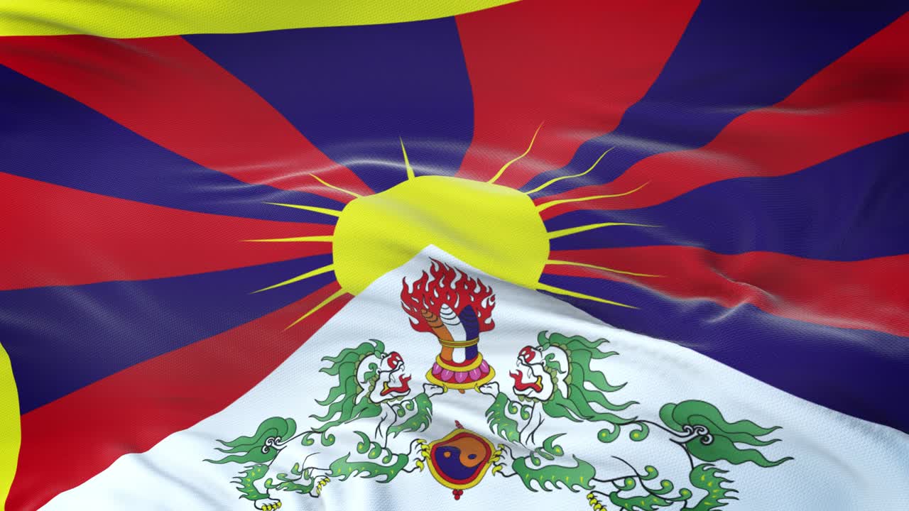 바람에 흔들리는 티베트 발, 매우 상세한 직물 질감, 완벽한 루프