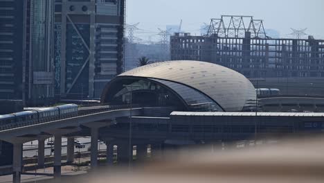 dubai metro station and cityscape