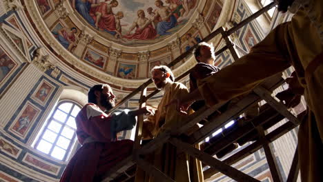 restoration work on a cathedral dome