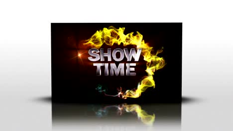 show time text animation in falling cubes monitor, rendering, background, loop