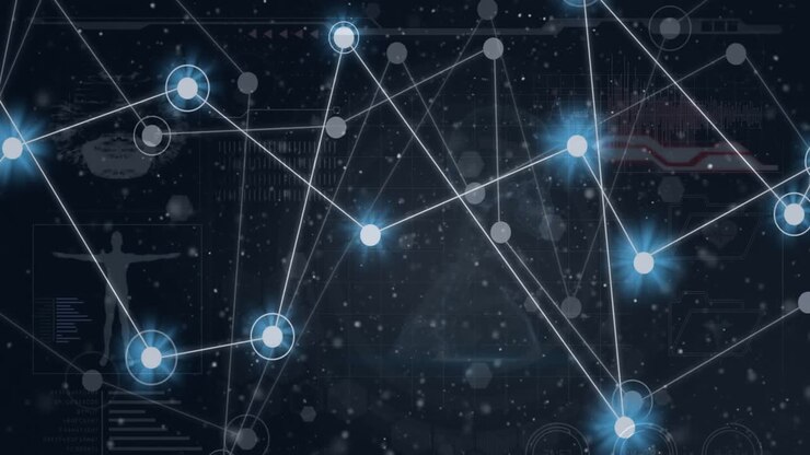 Animation of network of connections over black background