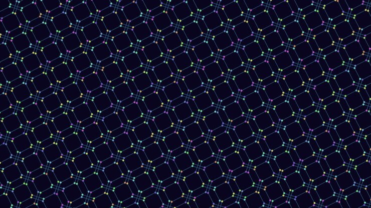 Zigzagging pattern of colorful lines on a black background