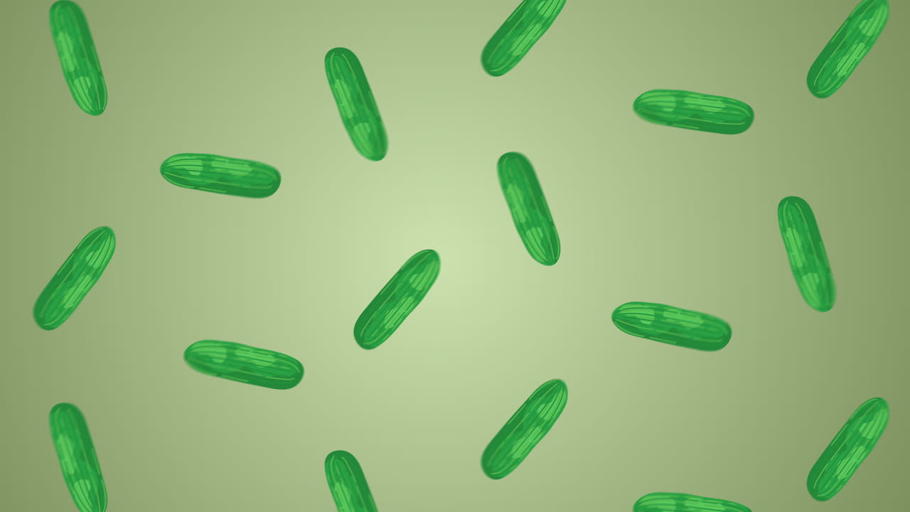 Cucumber Animation. 4K Animation Of Cucumbers Rotating On Green Background. Fruit And Vegetable Graphic. Looping Background Graphic. Plant Based Healthy Food And Salads