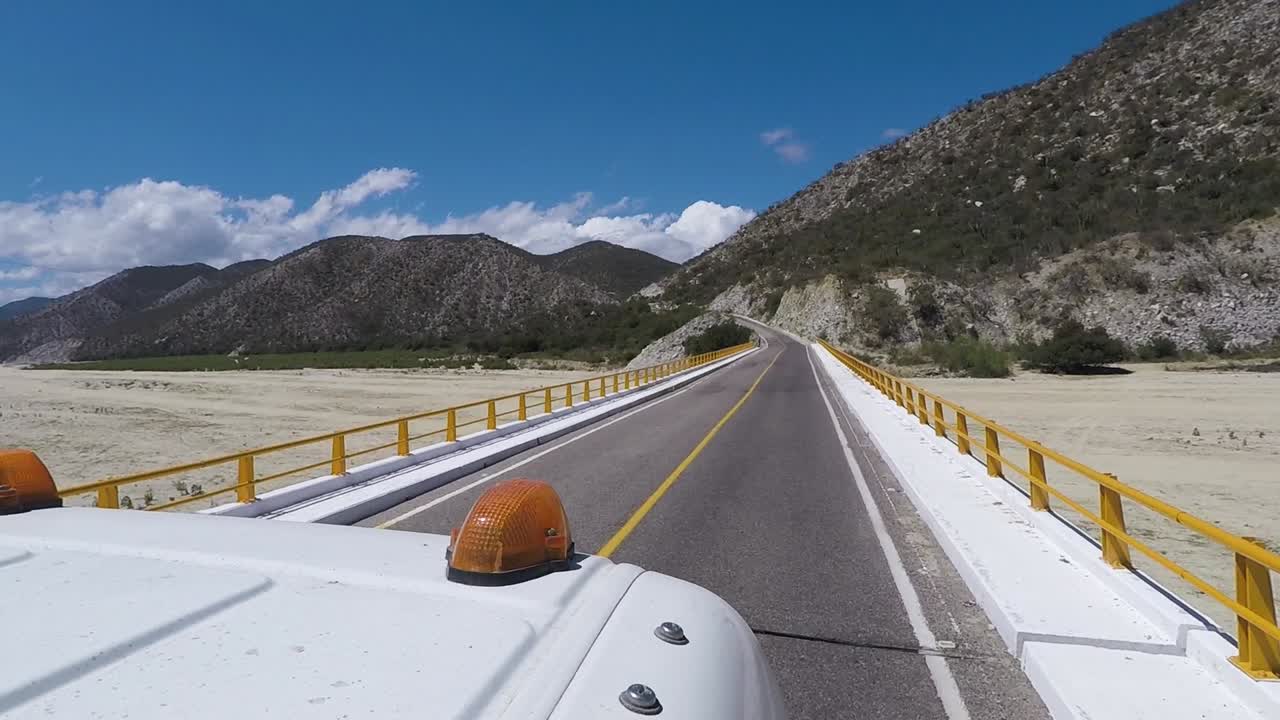 Driving through Mexico Desert Landscape in Baja California Sur Road