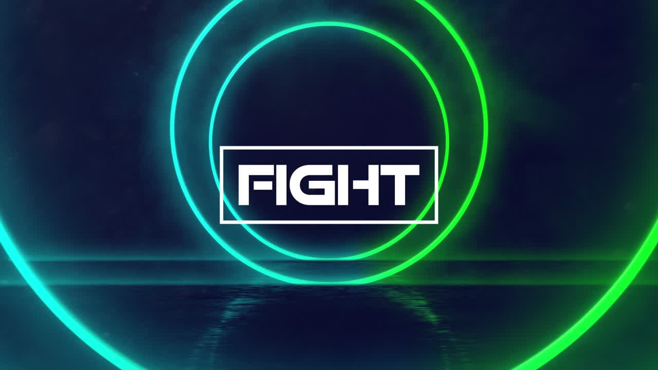 animación del texto de lucha sobre formas geométricas en movimiento