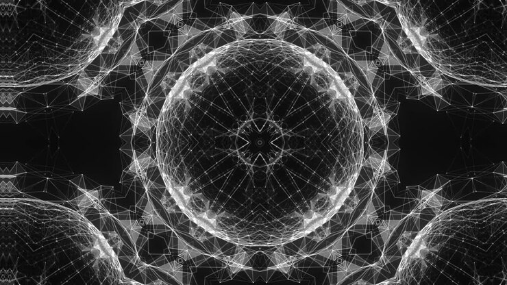 Circular Fractal Kaleidoscope Patterns, Morphing Shape, Seamless Vj Loop, Black and White,