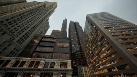 bottom view of modern skyscraper in business district