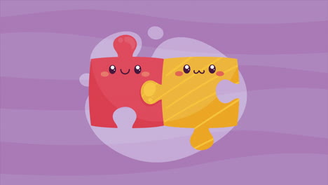 piezas de juego de rompecabezas animación kawaii