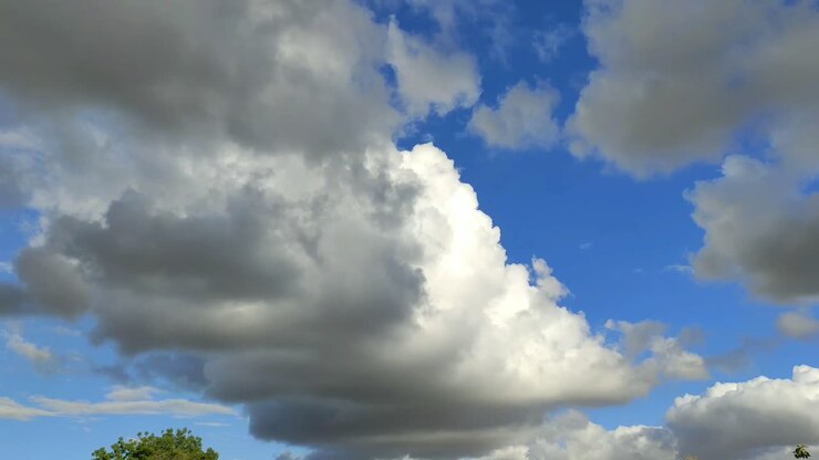 Beautiful big Monsoon clouds in the clear blue sky